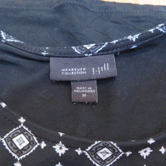 CLEARANCE J. Jill Wearever black gray and white print long sleeve tunic M - Picture 3 of 7